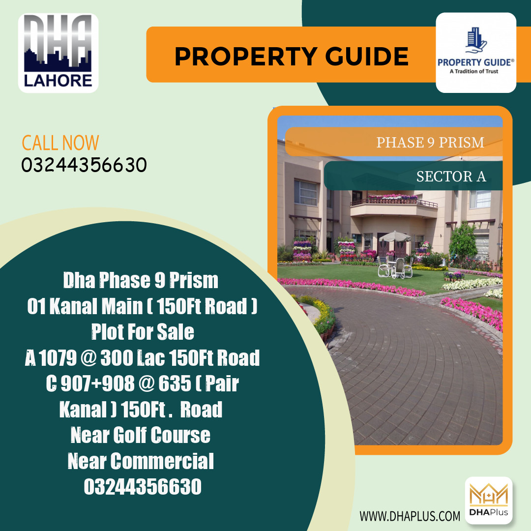 1 Kanal Residential Plot for Sale in Sector A -  Phase 9 Prism, Lahore - (DP-41122)