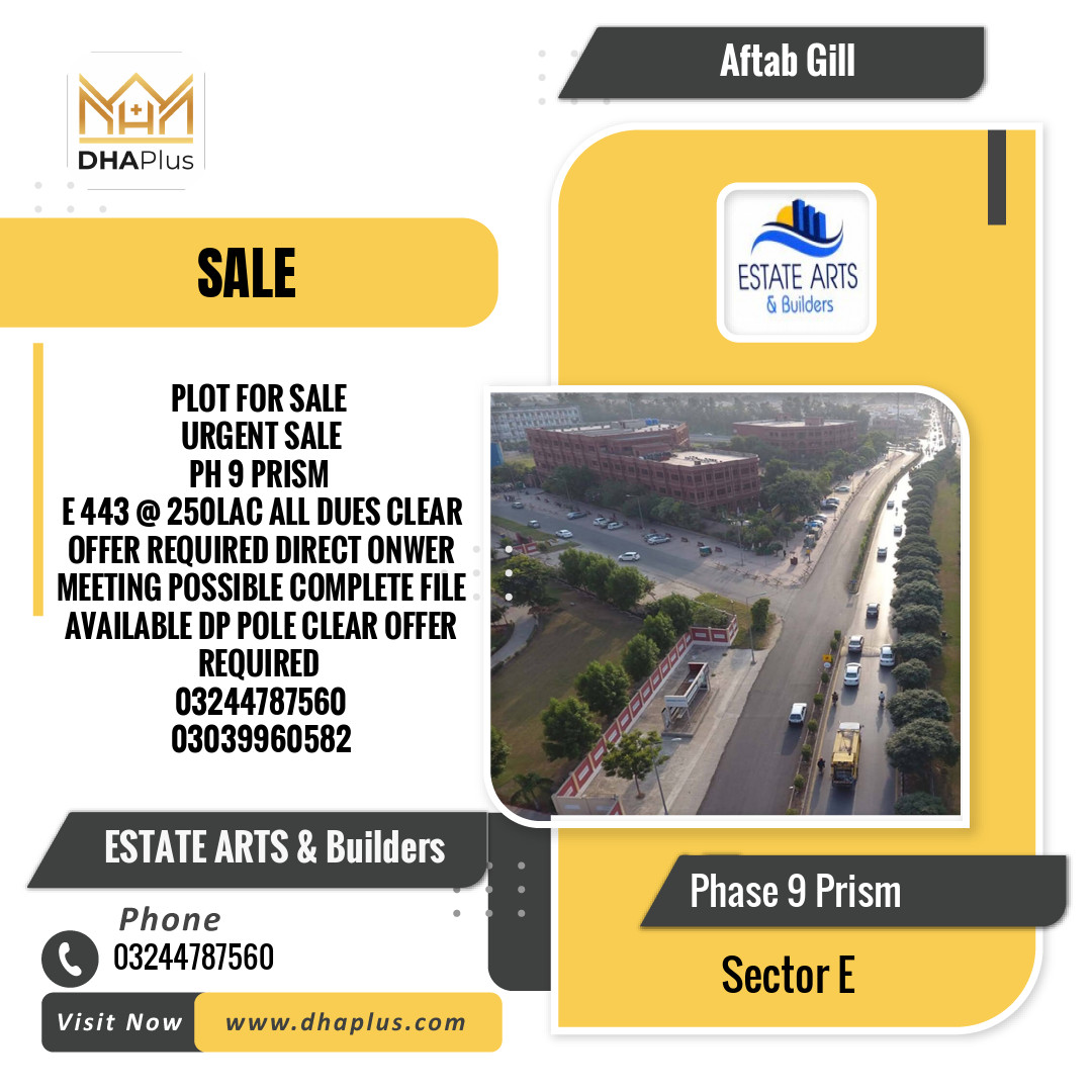 1 Kanal Residential Plot for Sale in Sector E -  Phase 9 Prism, Lahore - (DP-41128)