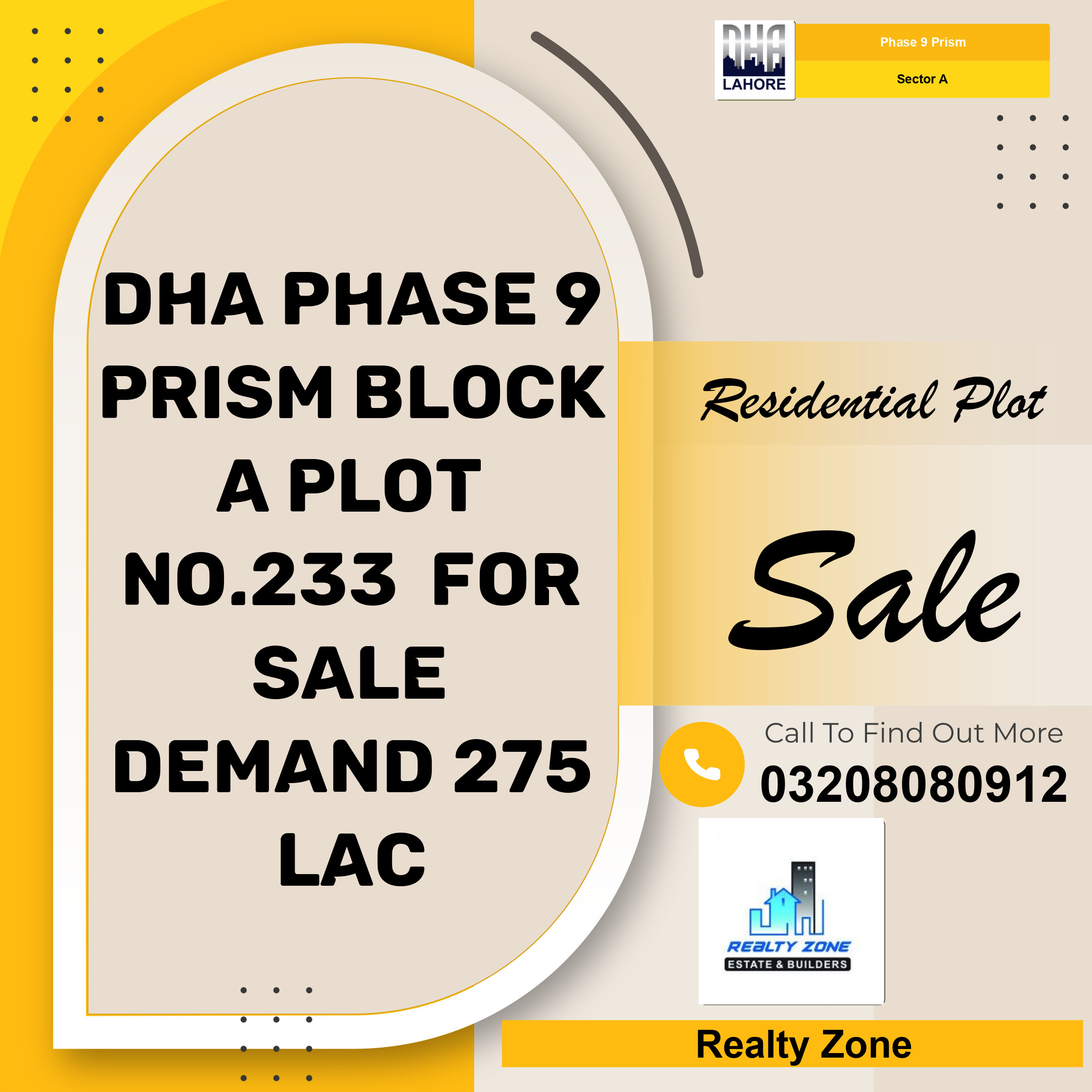 1 Kanal Residential Plot for Sale in Sector A -  Phase 9 Prism, Lahore - (DP-41135)