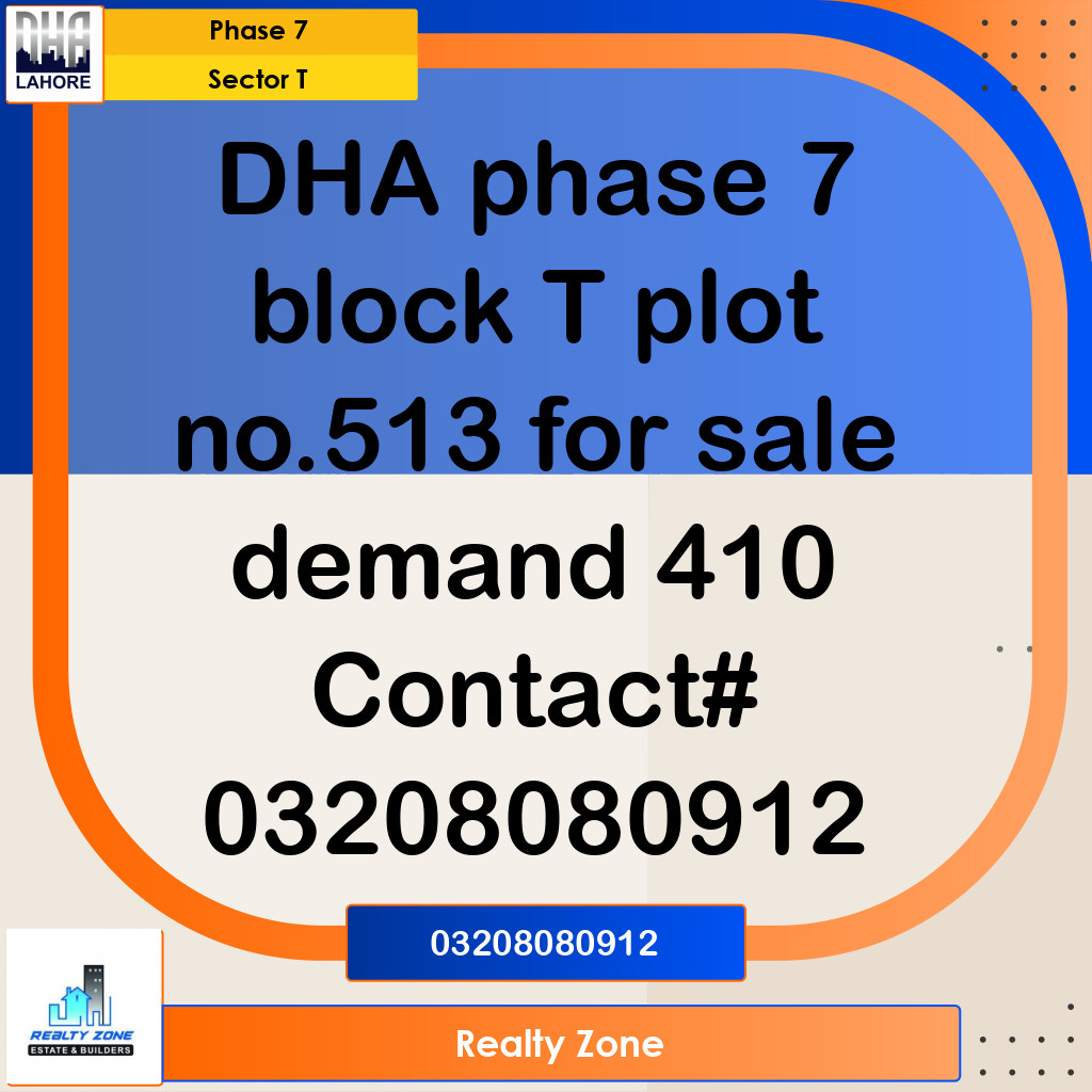 1 Kanal Residential Plot for Sale in Sector T -  Phase 7, Lahore - (DP-41154)
