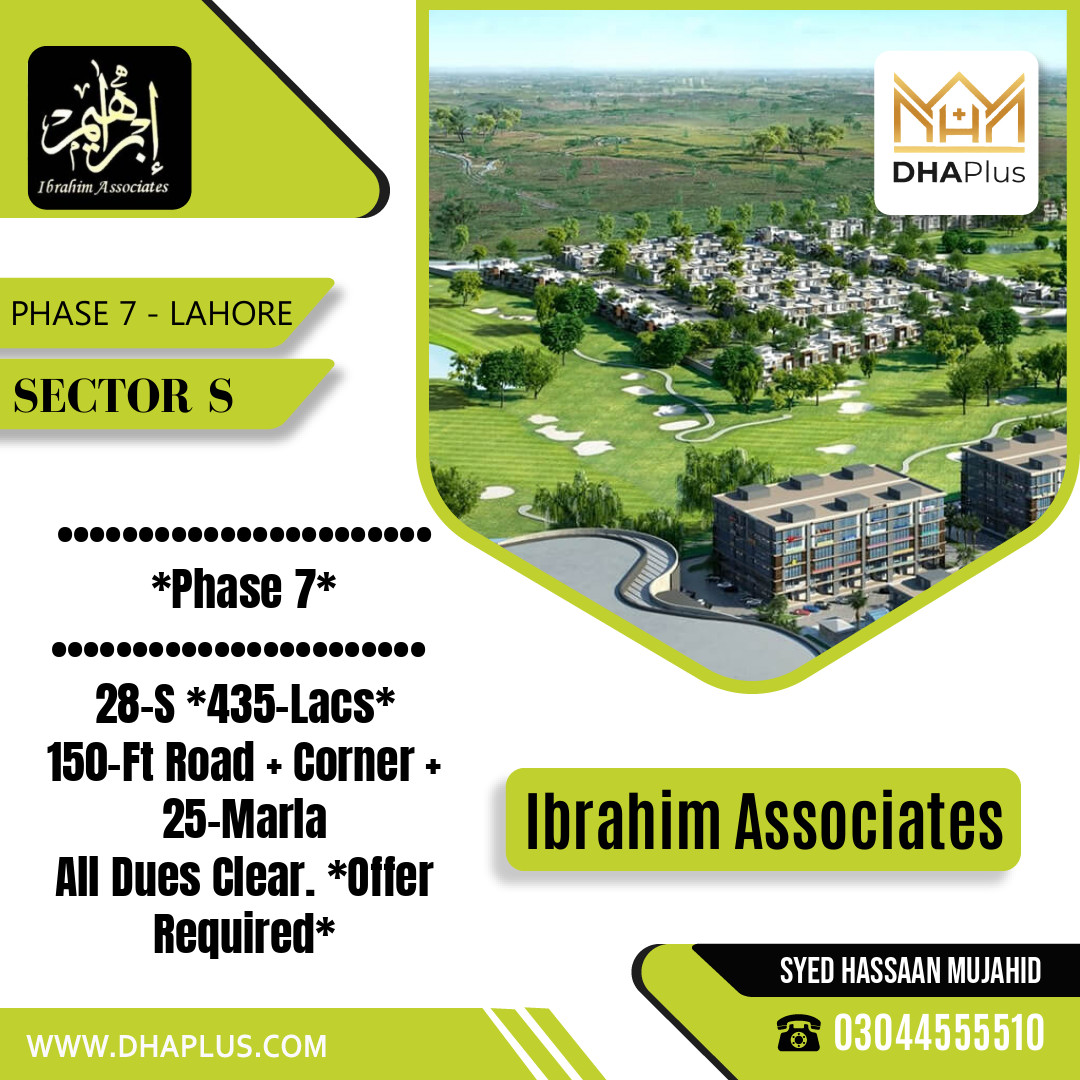 25 Marla Residential Plot for Sale in Sector S -  Phase 7, Lahore - (DP-41163)