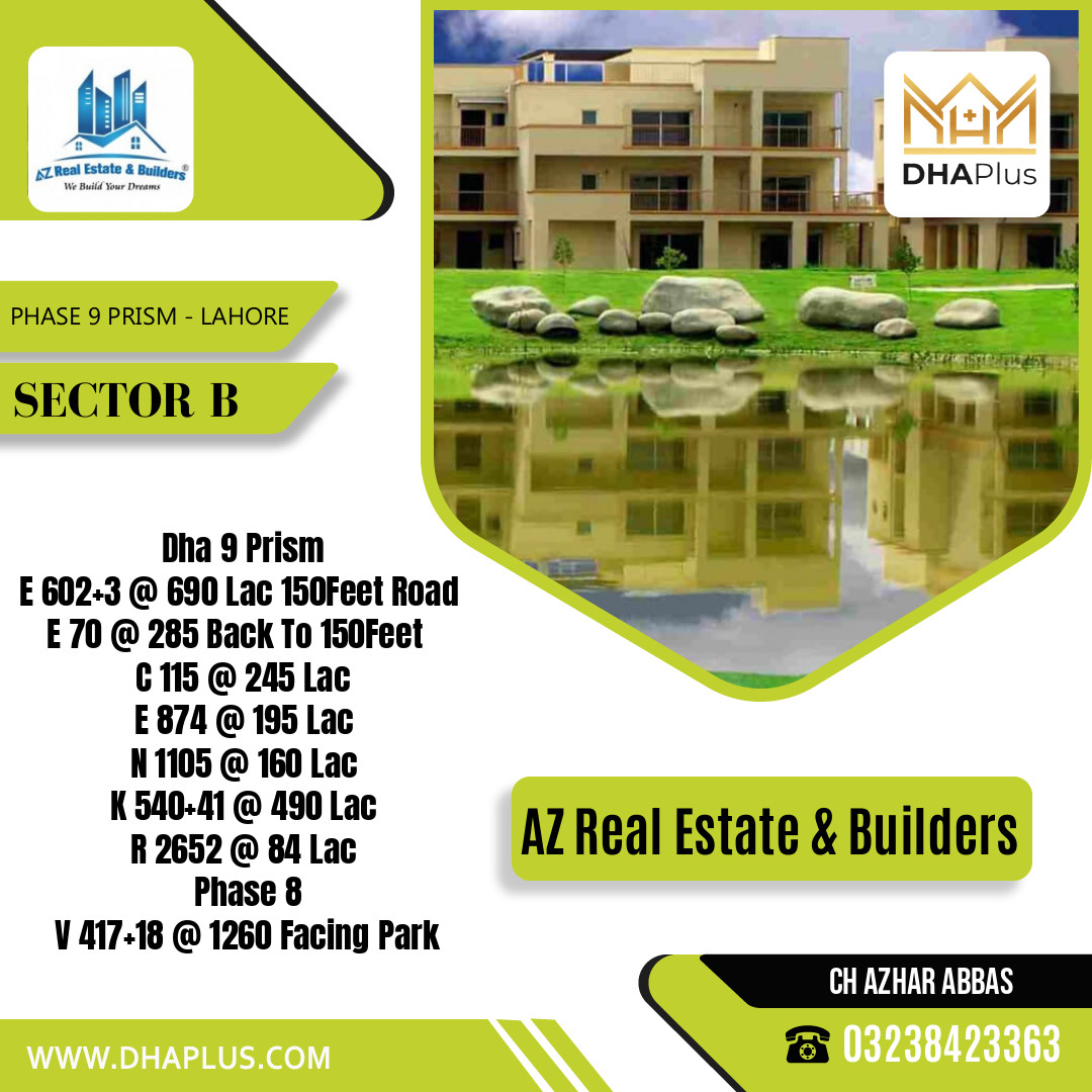 1 Kanal Residential Plot for Sale in Sector B -  Phase 9 Prism, Lahore - (DP-41169)