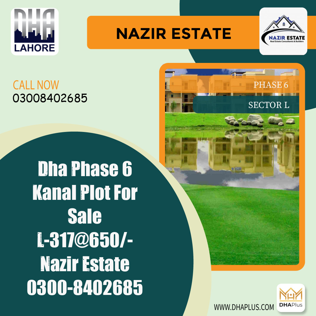 1 Kanal Residential Plot for Sale in Sector L -  Phase 6, Lahore - (DP-41175)