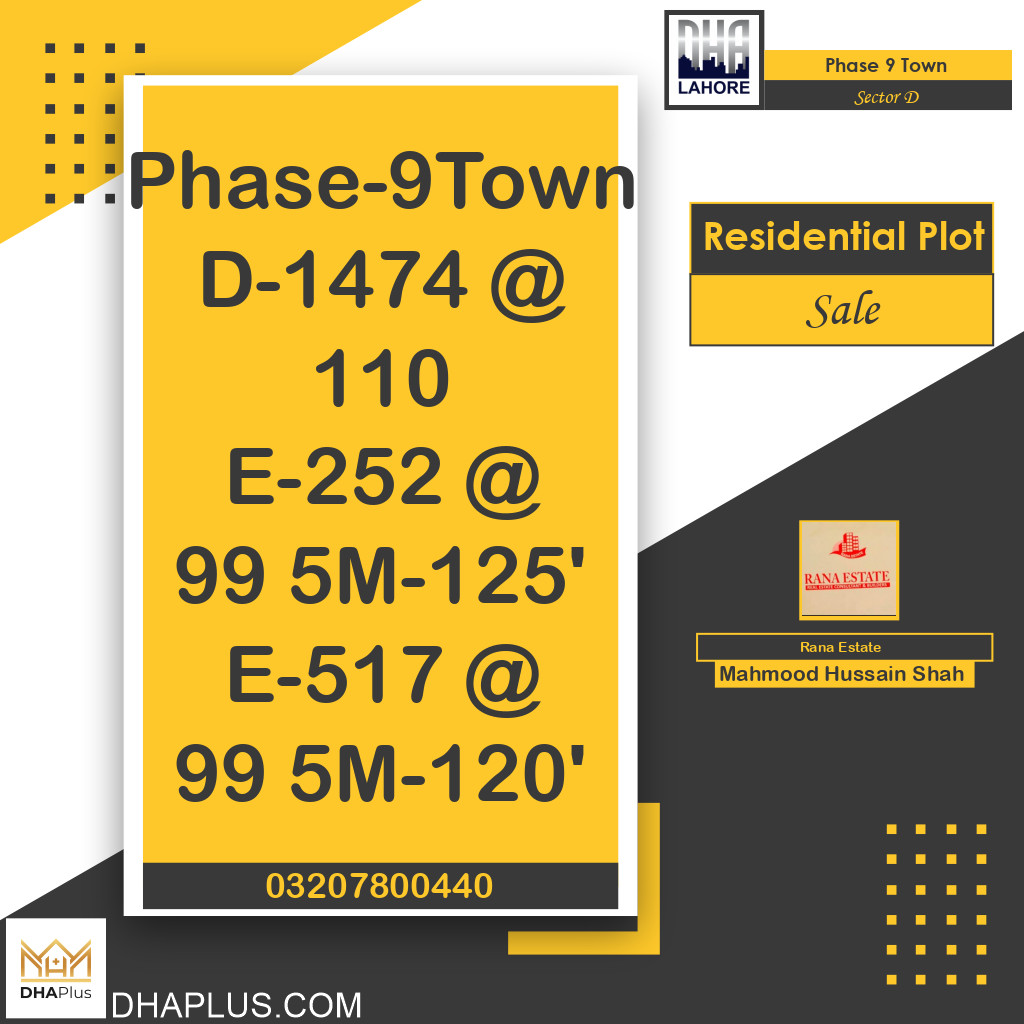 5 Marla Residential Plot for Sale in Sector D -  Phase 9 Town, Lahore - (DP-41200)