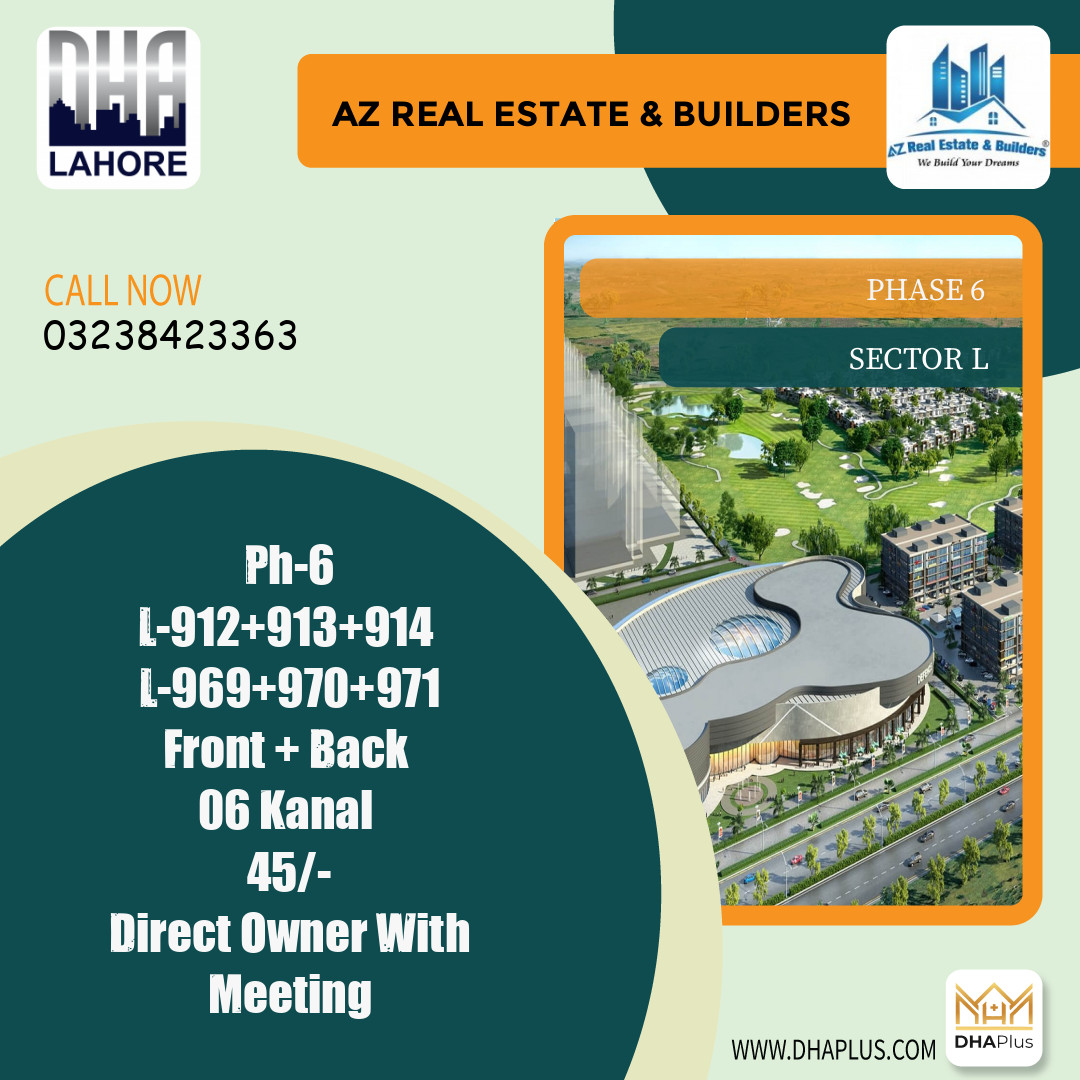 1 Kanal Residential Plot for Sale in Sector L -  Phase 6, Lahore - (DP-41218)