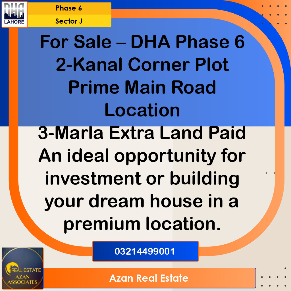 2 Kanal Residential Plot for Sale in Sector J -  Phase 6, Lahore - (DP-41276)