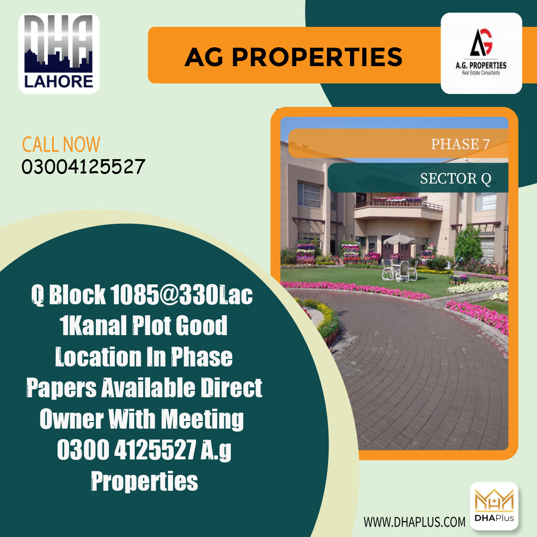 1 Kanal Residential Plot for Sale in Sector Q -  Phase 7, Lahore - (DP-41289)