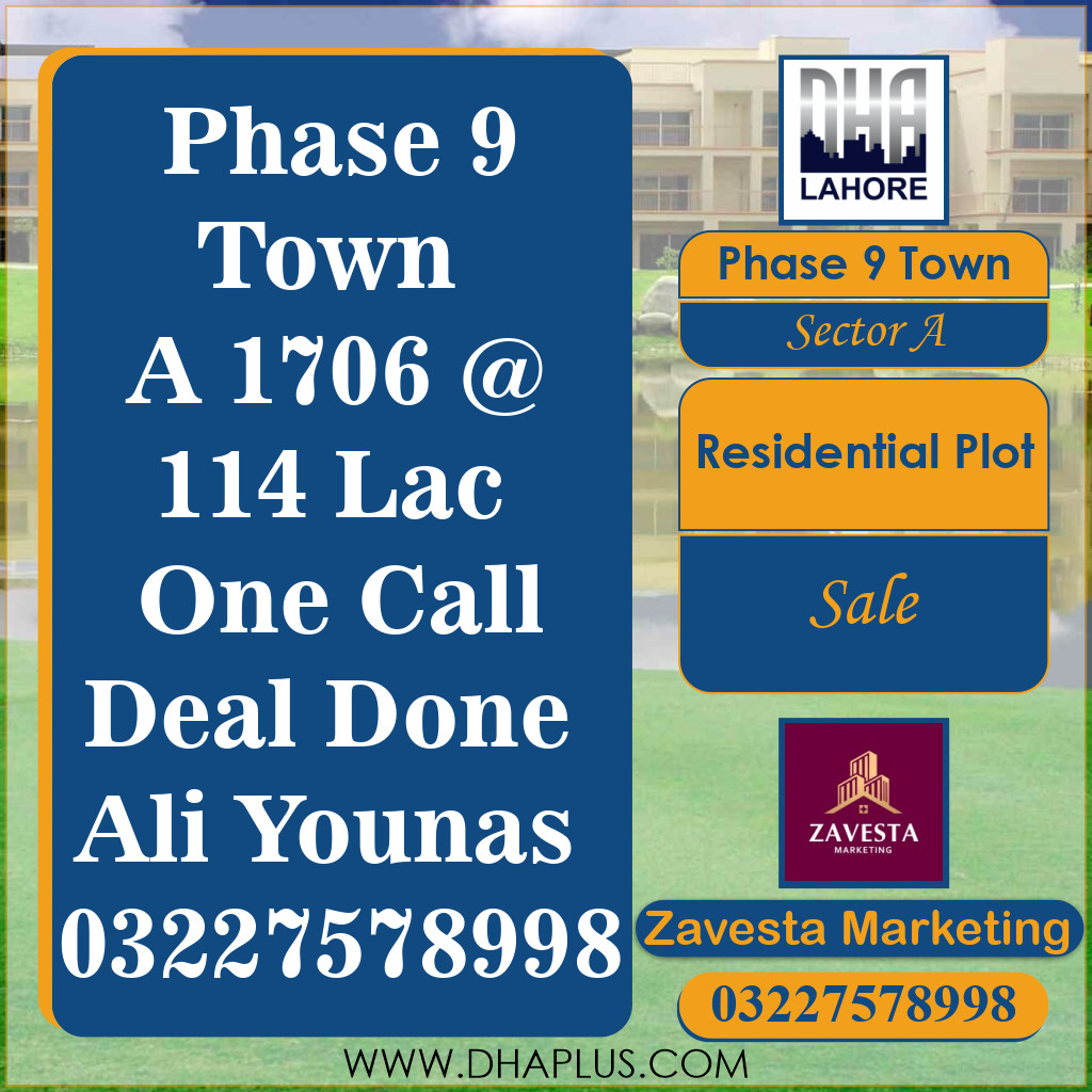 5 Marla Residential Plot for Sale in Sector A -  Phase 9 Town, Lahore - (DP-41337)