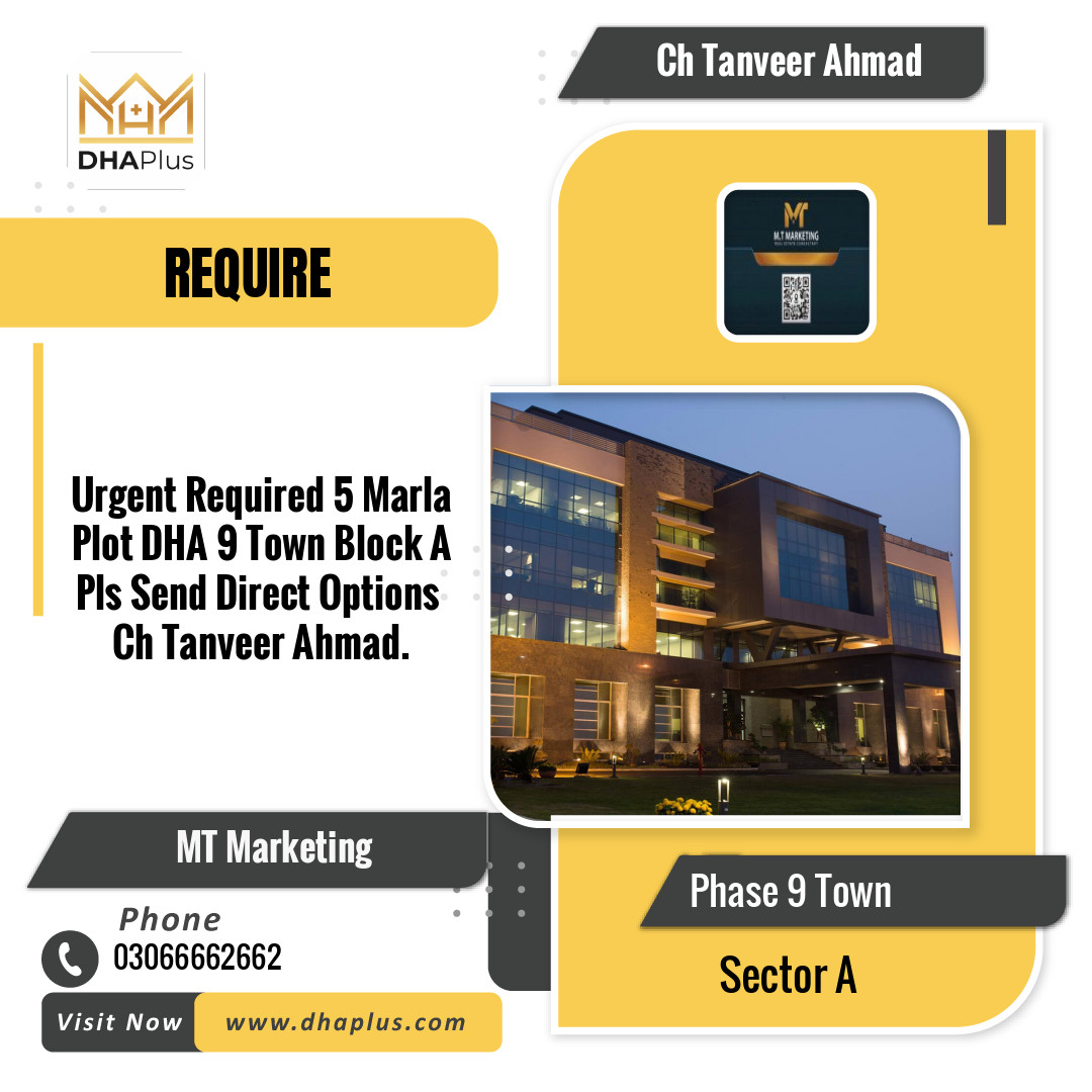 5 Marla Required Residential Plot in Sector A -  Phase 9 Town, Lahore - (DP-41377)