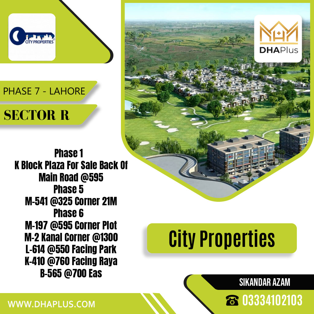 1 Kanal Residential Plot for Sale in Sector R -  Phase 7, Lahore - (DP-41381)