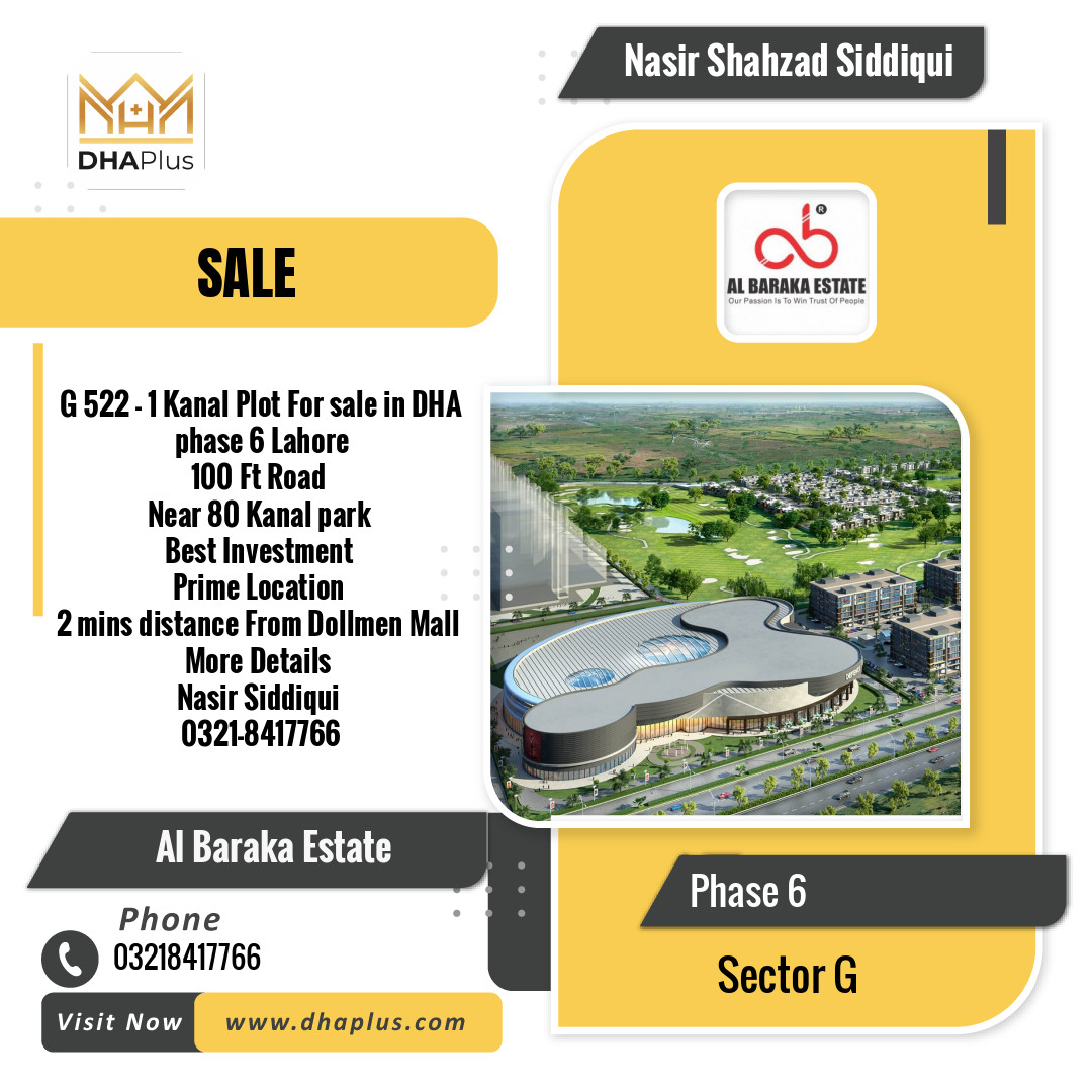 1 Kanal Residential Plot for Sale in Sector G -  Phase 6, Lahore - (BP-41626)