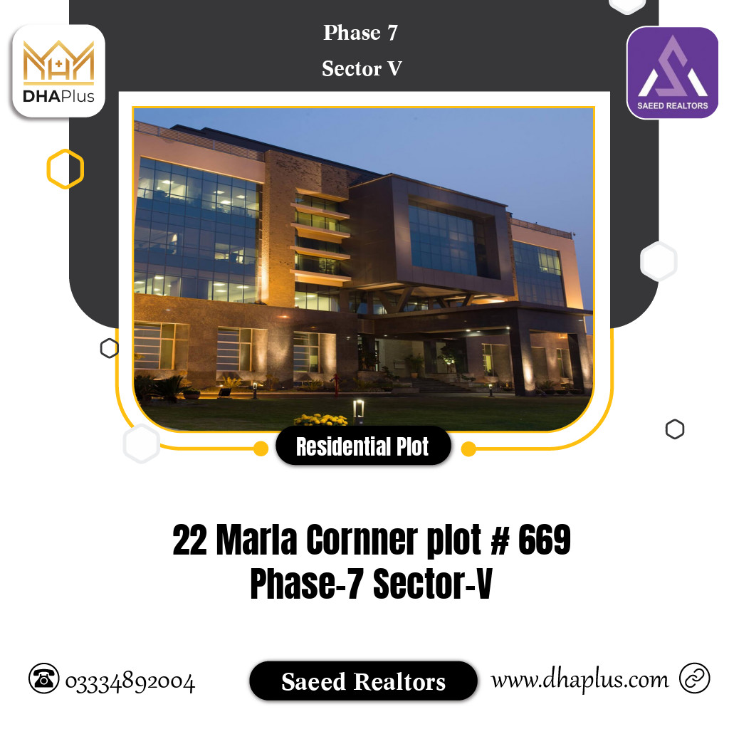 22 Marla Residential Plot for Sale in Sector V -  Phase 7, Lahore - (BP-41908)