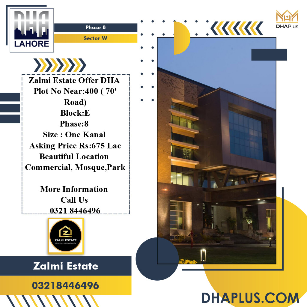 20 Marla Residential Plot for Sale in Sector W -  Phase 8, Lahore - (BP-41911)