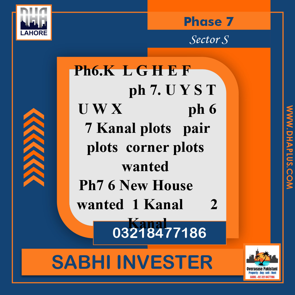 1 Kanal Residential Plot for Sale in Sector S -  Phase 7, Lahore - (BP-42003)