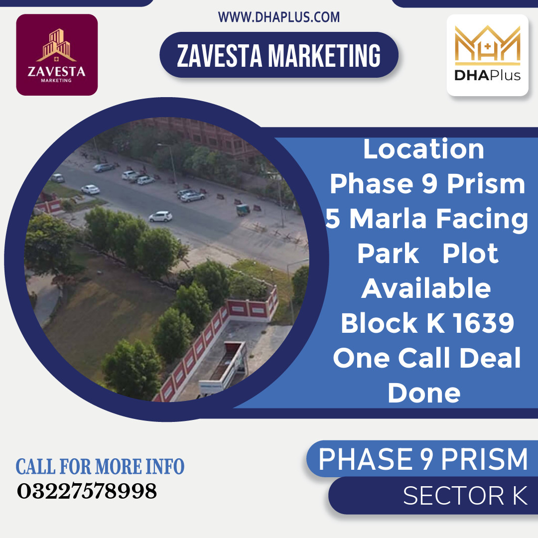 5 Marla Residential Plot for Sale in Sector K -  Phase 9 Prism, Lahore - (BP-42036)