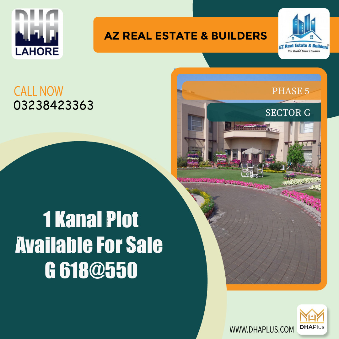 1 Kanal Residential Plot for Sale in Sector G -  Phase 5, Lahore - (BP-42052)