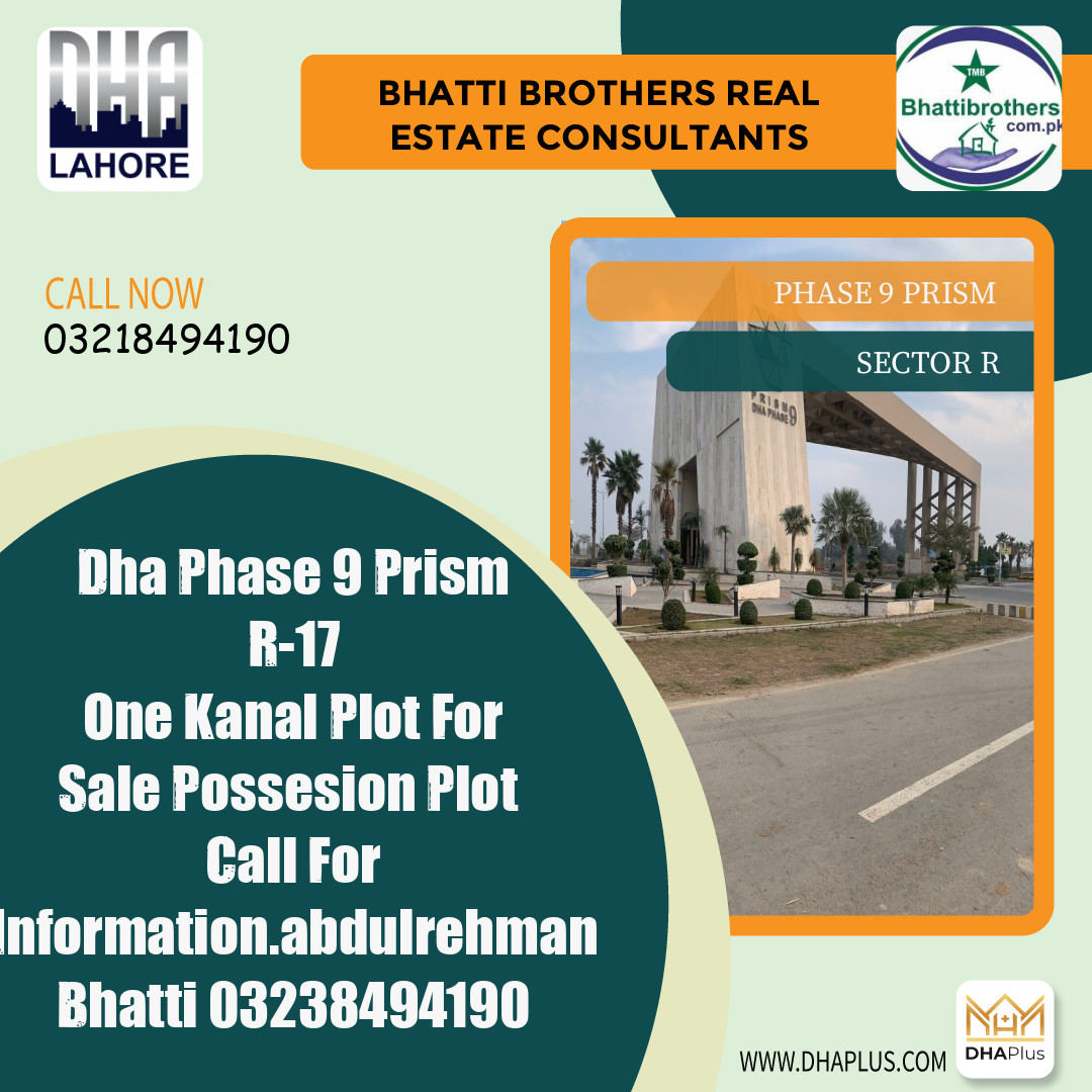 1 Kanal Residential Plot for Sale in Sector R -  Phase 9 Prism, Lahore - (BP-42341)