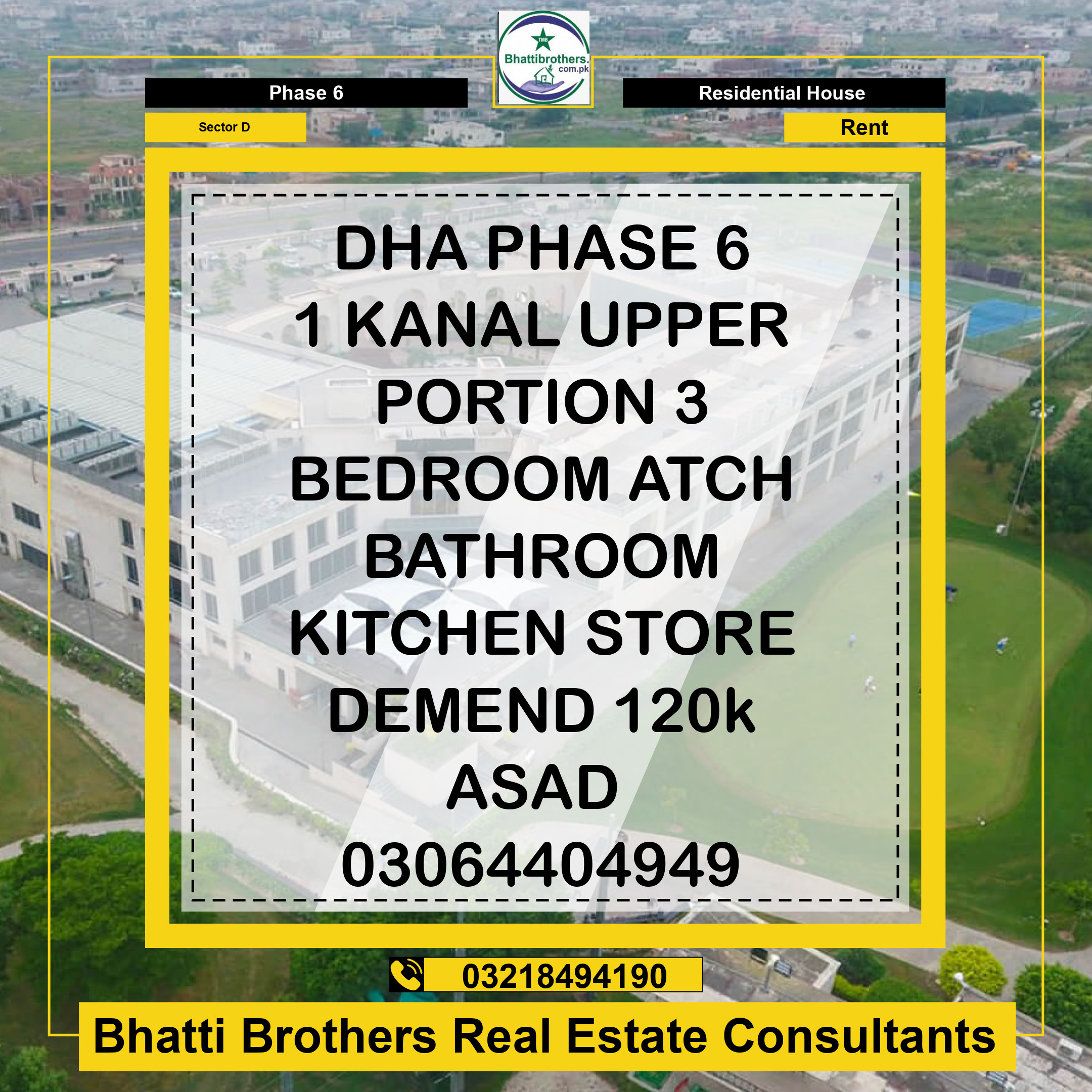 1 Kanal Residential House for Rent in Sector D -  Phase 6, Lahore - (BP-42367)