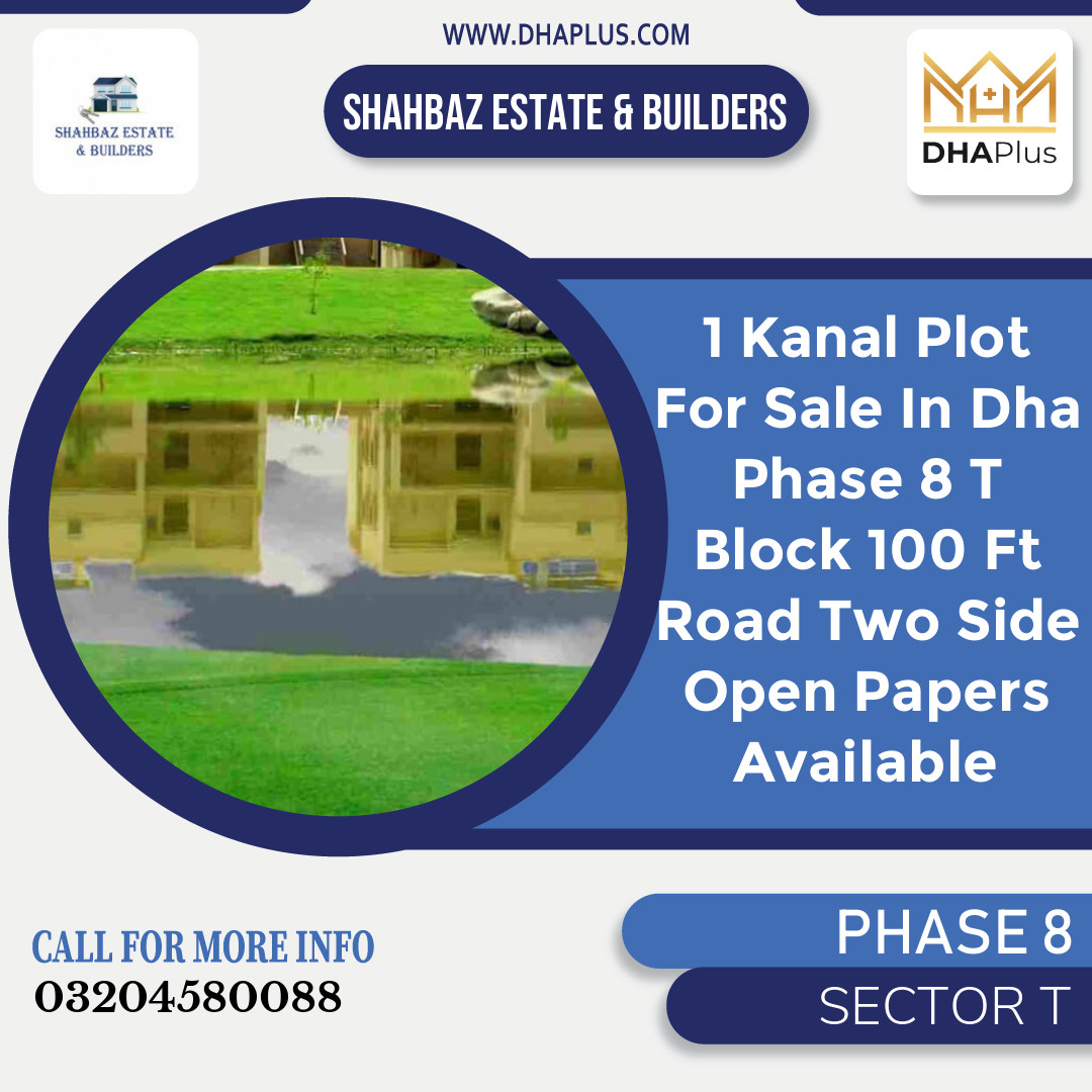 1 Kanal Residential Plot for Sale in Sector T -  Phase 8, Lahore - (BP-42453)
