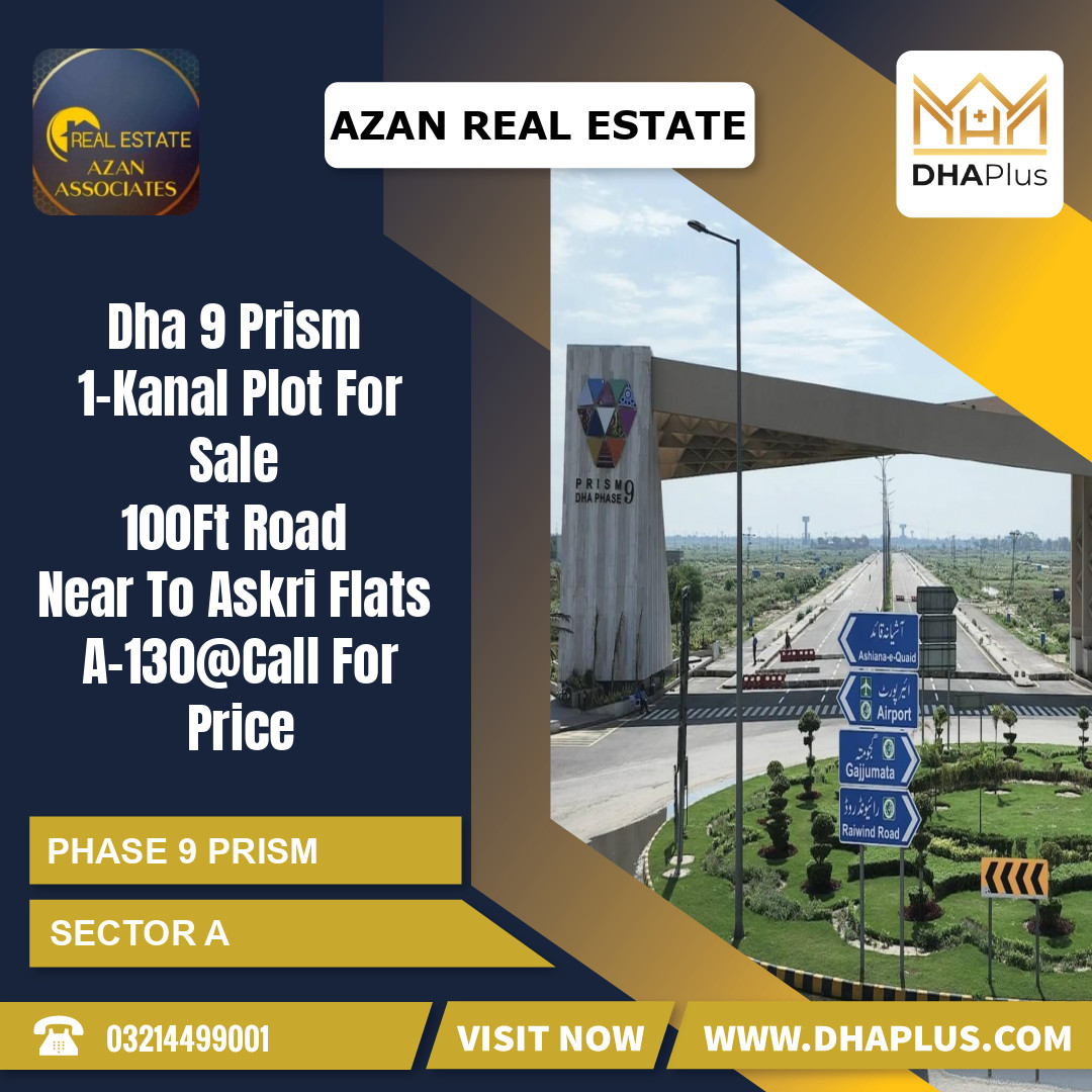 1 Kanal Residential Plot for Sale in Sector A, DHA Phase 9 Prism, Lahore - (BP-42579)