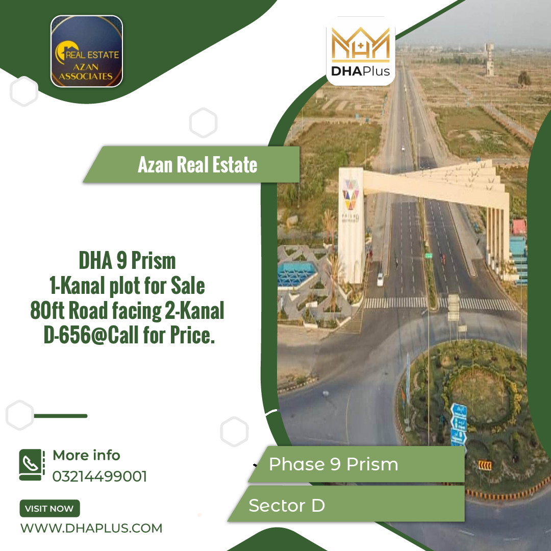 1 Kanal Residential Plot for Sale in Sector D -  DHA Phase 9 Prism, Lahore - (BP-42581)