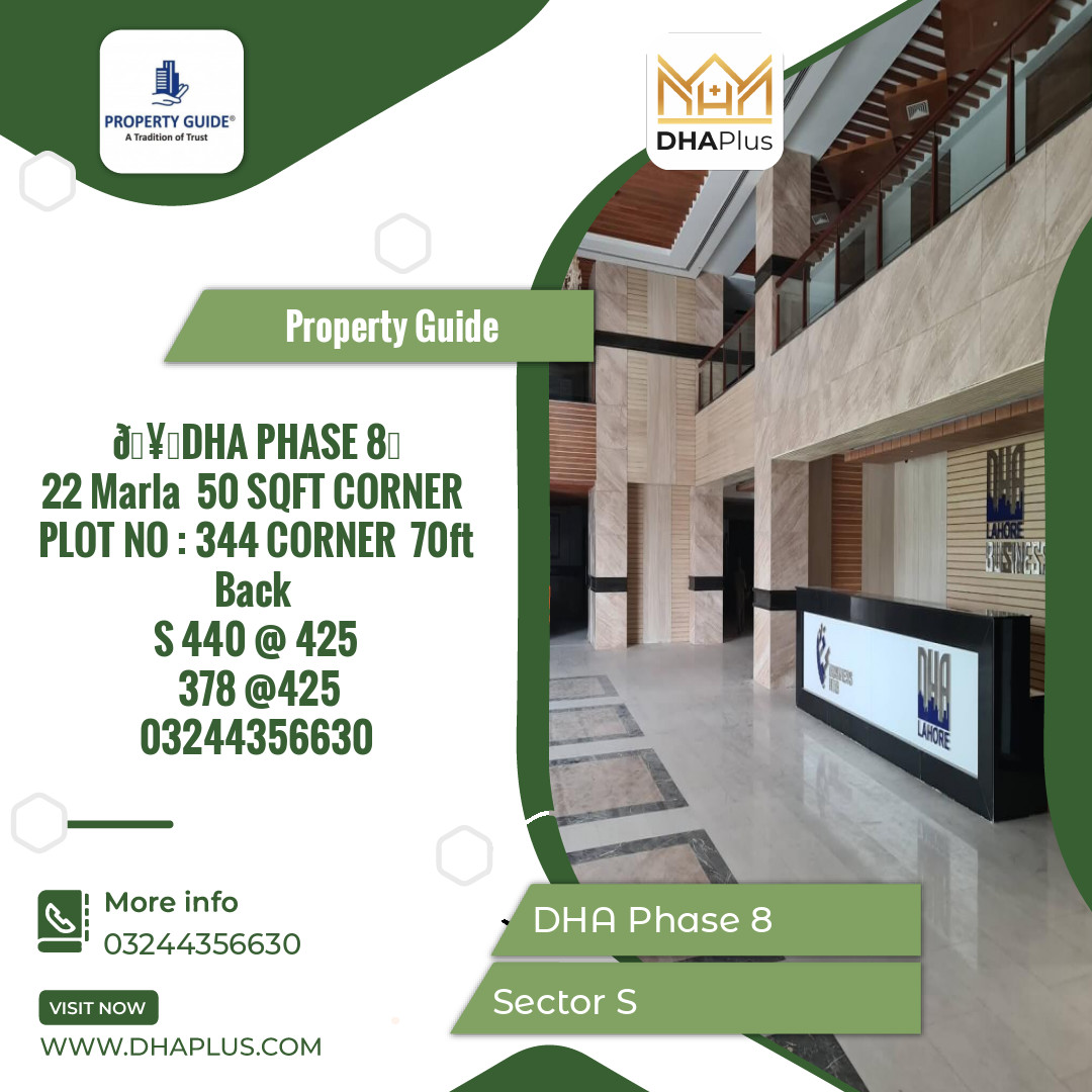 1 Kanal Residential Plot for Sale in Sector S, DHA Phase 8, Lahore - (BP-42884)
