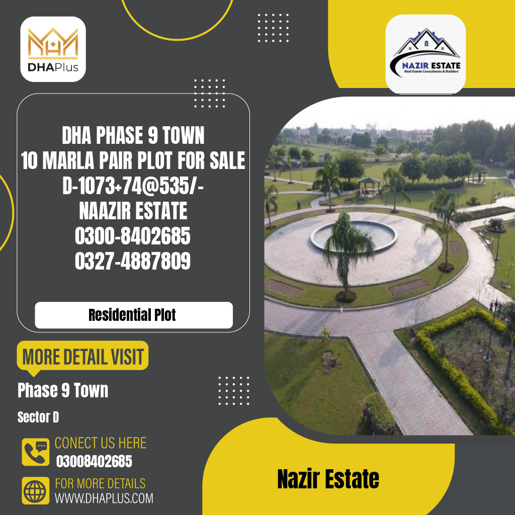 10 Marla Residential Plot for Sale in Sector D, DHA Phase 9 Town, Lahore - (BP-42931)