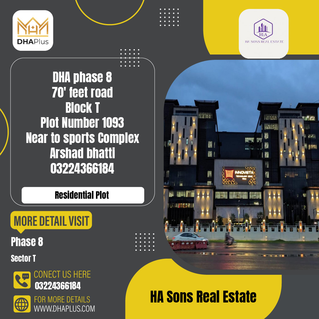1 Kanal Residential Plot for Sale in Sector T, DHA Phase 8, Lahore - (BP-43111)