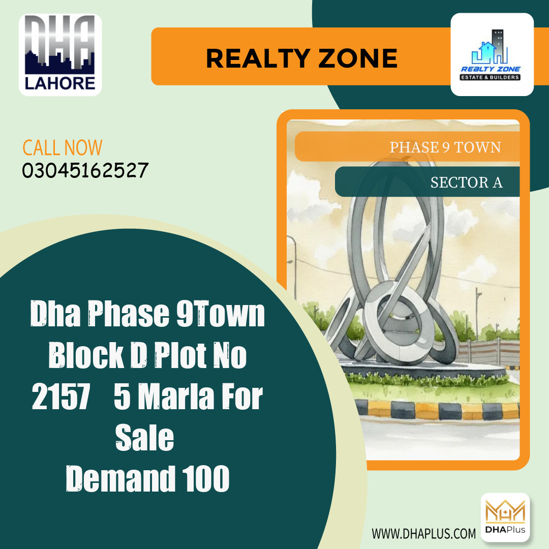 5 Marla Residential Plot for Sale in Sector A, DHA Phase 9 Town, Lahore - (BP-43173)