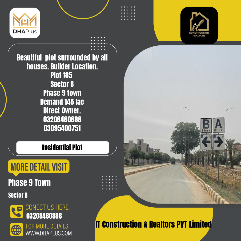 5 Marla Residential Plot for Sale in Sector B, DHA Phase 9 Town, Lahore - (BP-43183)