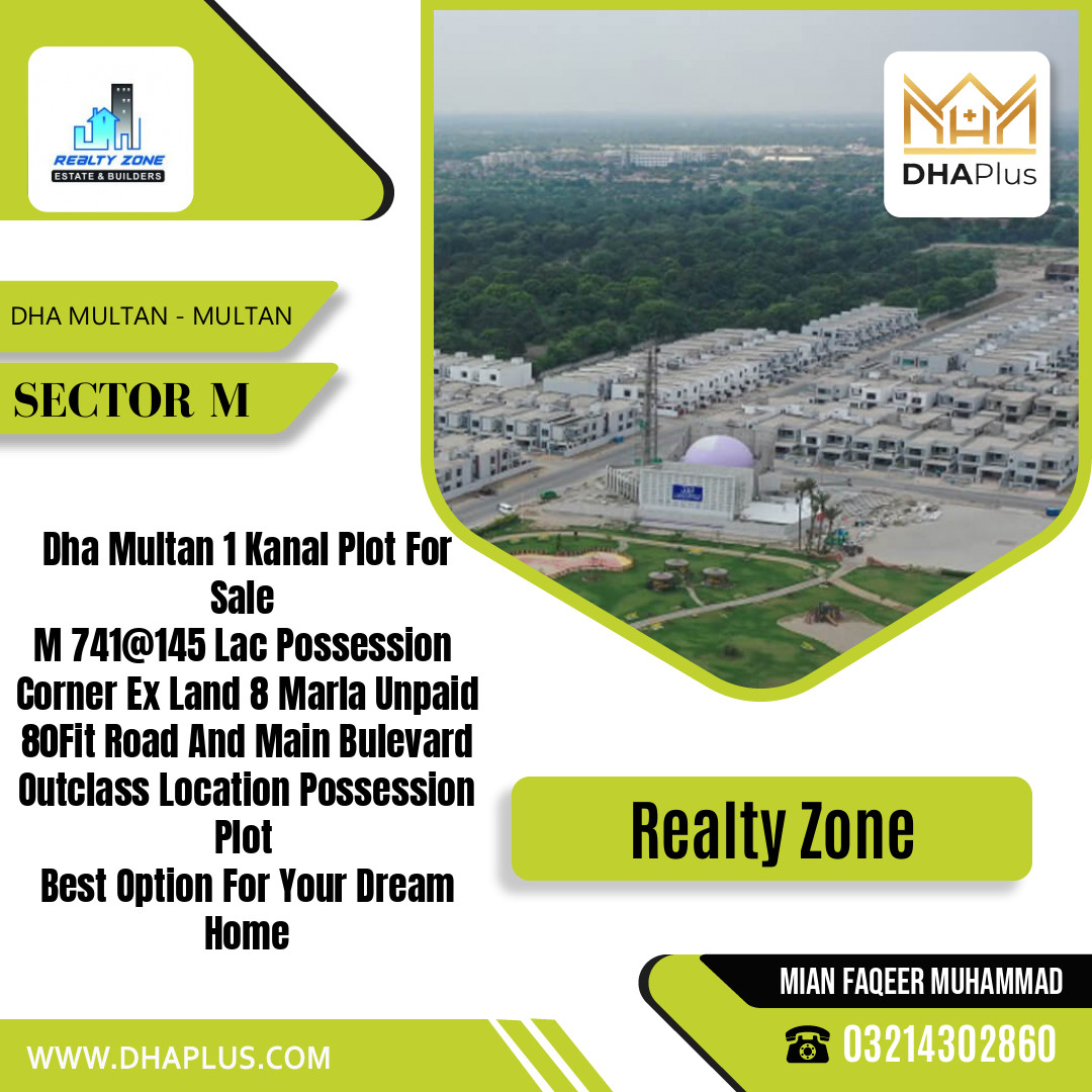 1 Kanal Residential Plot for Sale in Sector M - DHA Multan, Multan - (BP-43520)