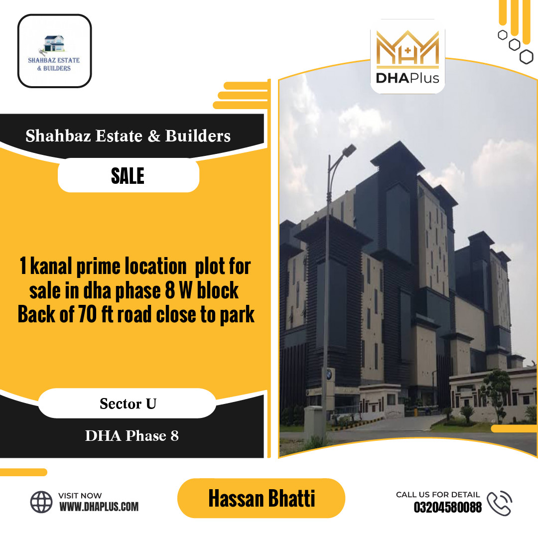 1 Kanal Residential Plot for Sale in Sector U, DHA Phase 8, Lahore - (BP-43590)