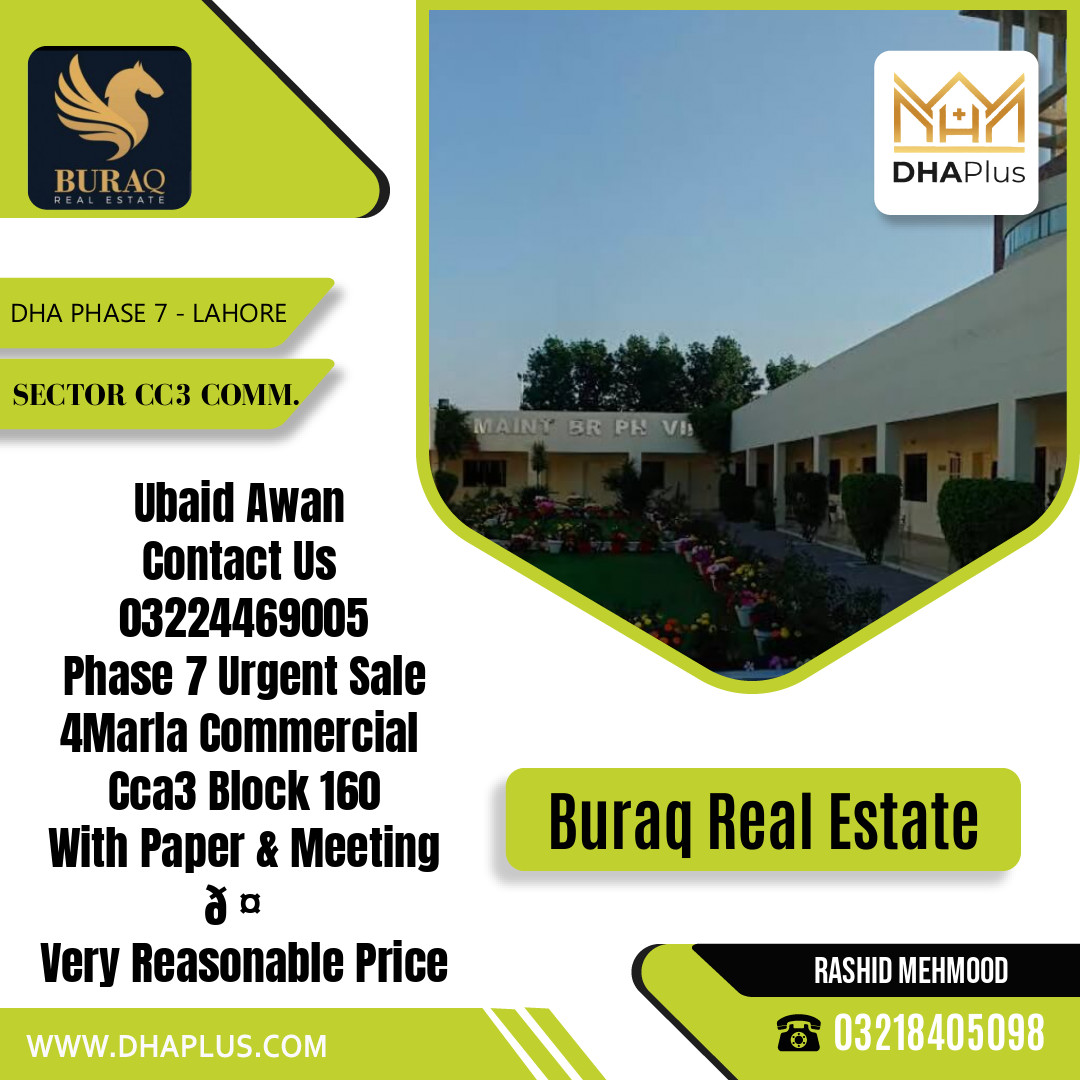 4 Marla Commercial Plot for Sale in Sector CC3 Commercial - DHA Phase 7, Lahore - (BP-43593)