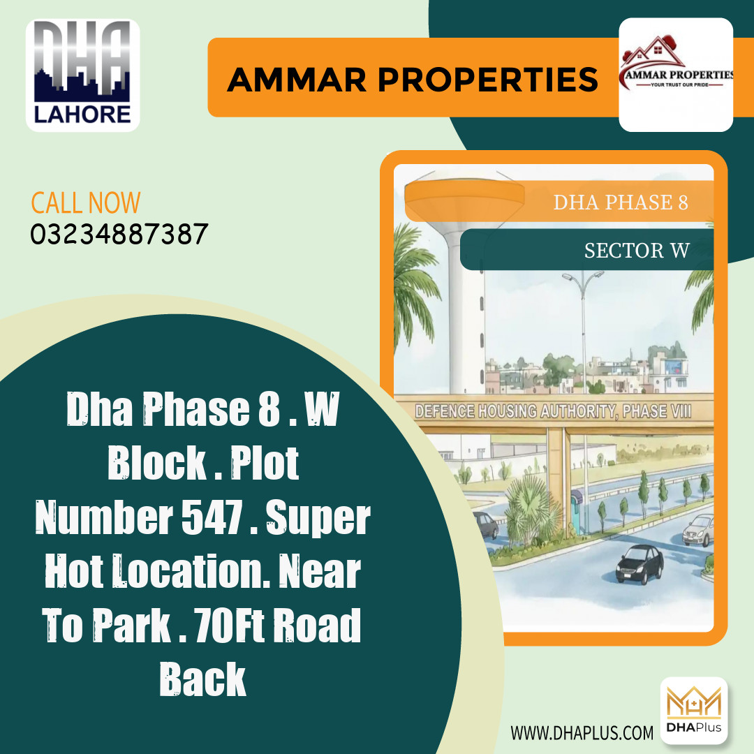 1 Kanal Residential Plot for Sale in Sector W, DHA Phase 8, Lahore - (BP-43724)