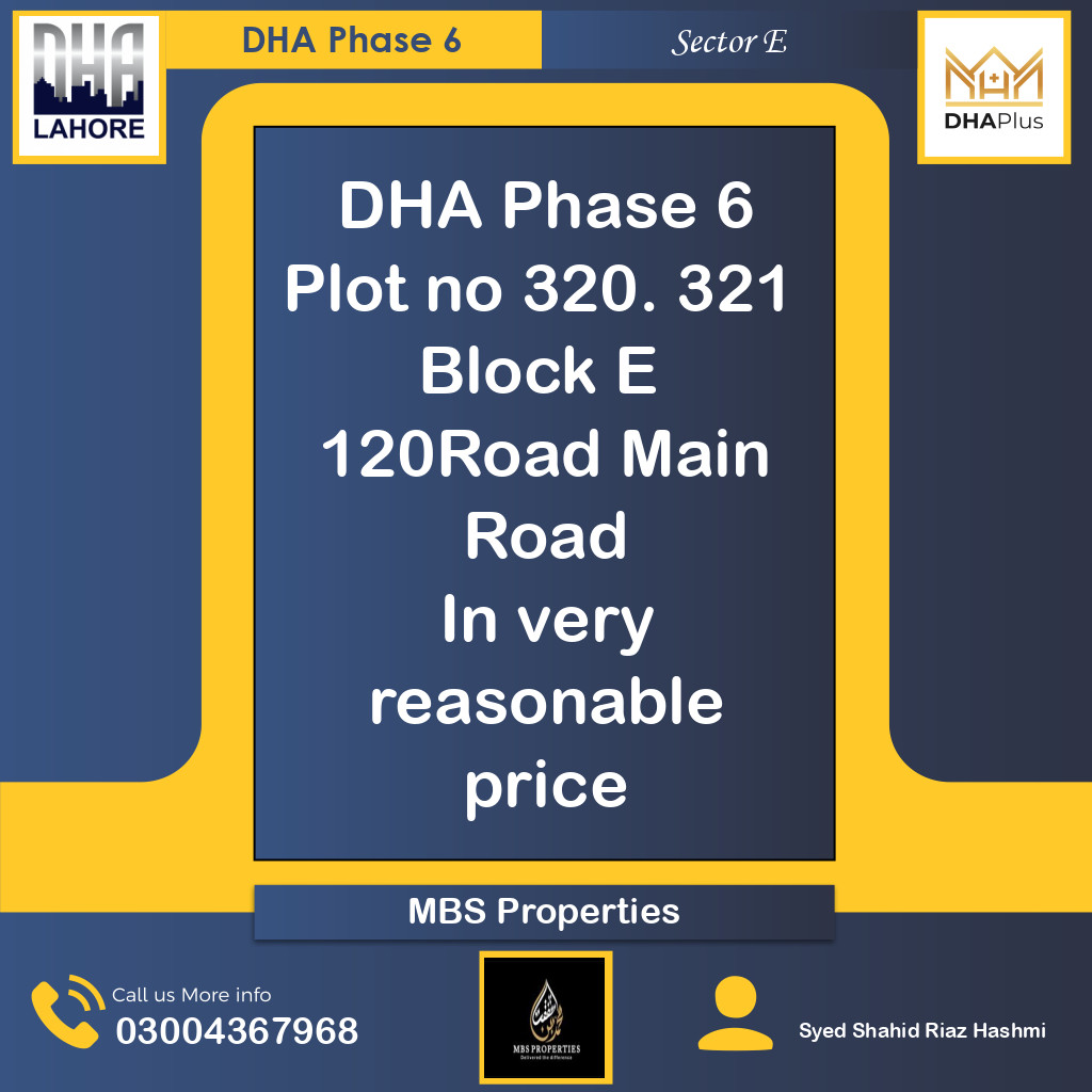 2 Kanal Residential Plot for Sale in Sector E - DHA Phase 6, Lahore - (BP-43909)