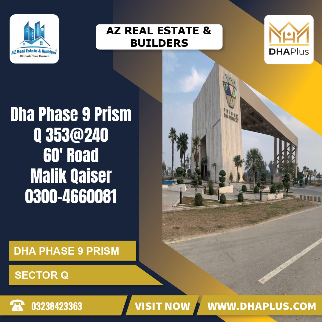 1 Kanal Residential Plot for Sale in Sector Q, DHA Phase 9 Prism, Lahore - (BP-43939)