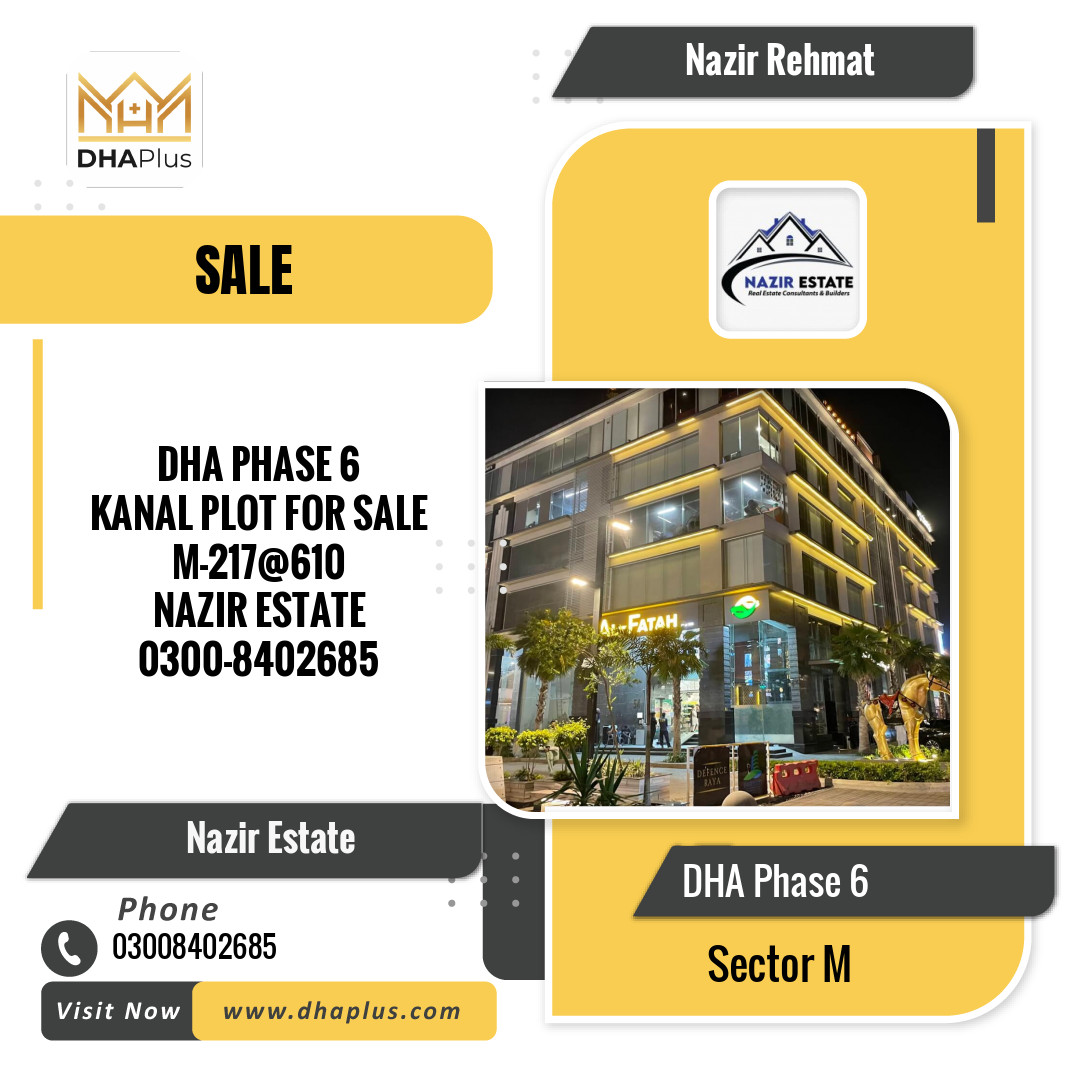 1 Kanal Residential Plot for Sale in Sector M - DHA Phase 6, Lahore - (BP-44104)