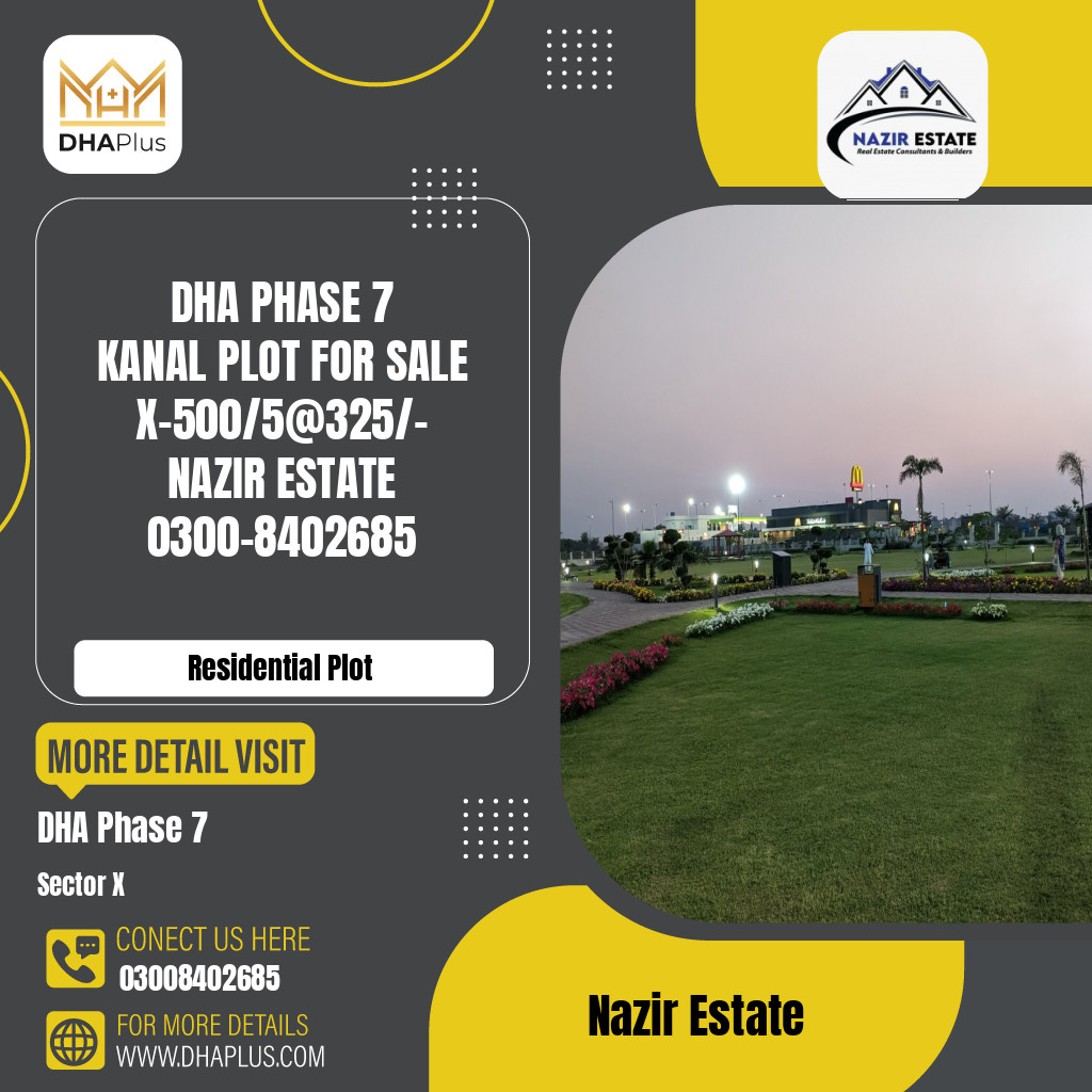1 Kanal Residential Plot for Sale in Sector X, DHA Phase 7, Lahore - (BP-44106)