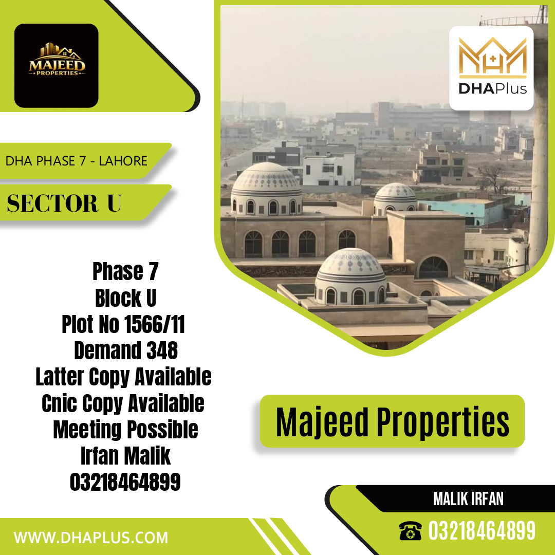 1 Kanal Residential Plot for Sale in Sector U, DHA Phase 7, Lahore - (BP-44251)