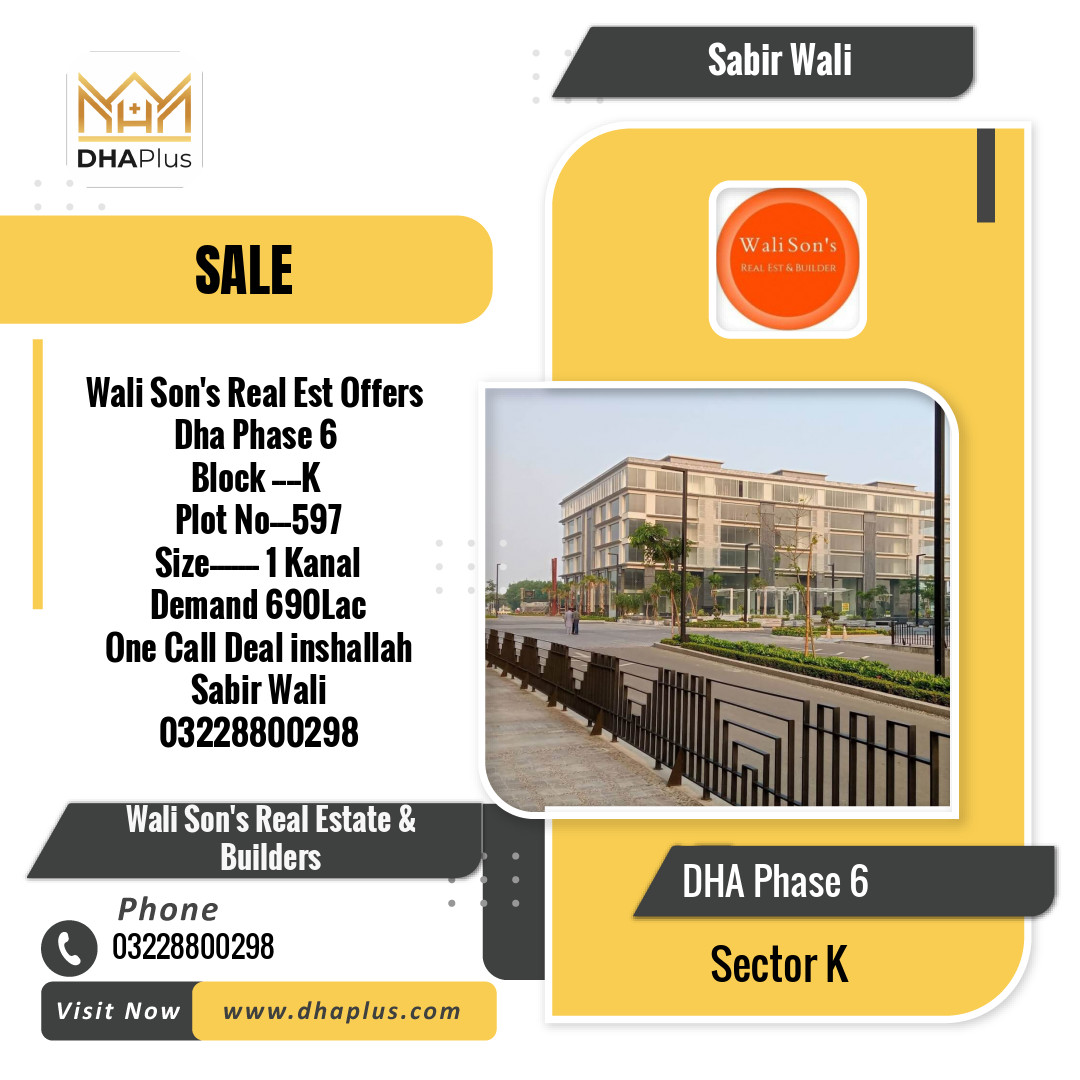 1 Kanal Residential Plot for Sale in Sector K, DHA Phase 6, Lahore - (BP-44271)
