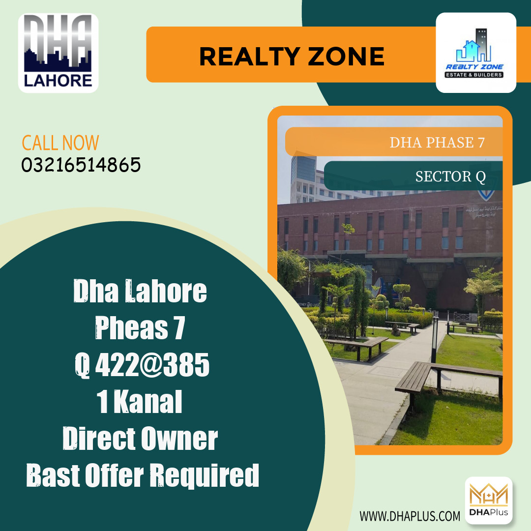 1 Kanal Residential Plot for Sale in Sector Q, DHA Phase 7, Lahore - (BP-44322)