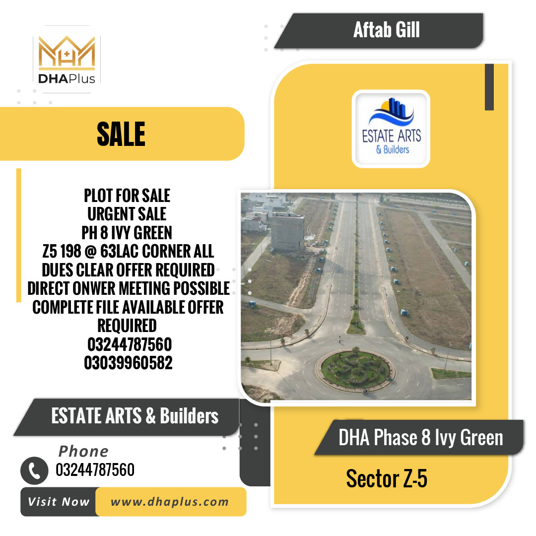 5 Marla Residential Plot for Sale in Sector Z-5, DHA Phase 8 Ivy Green, Lahore - (BP-44350)