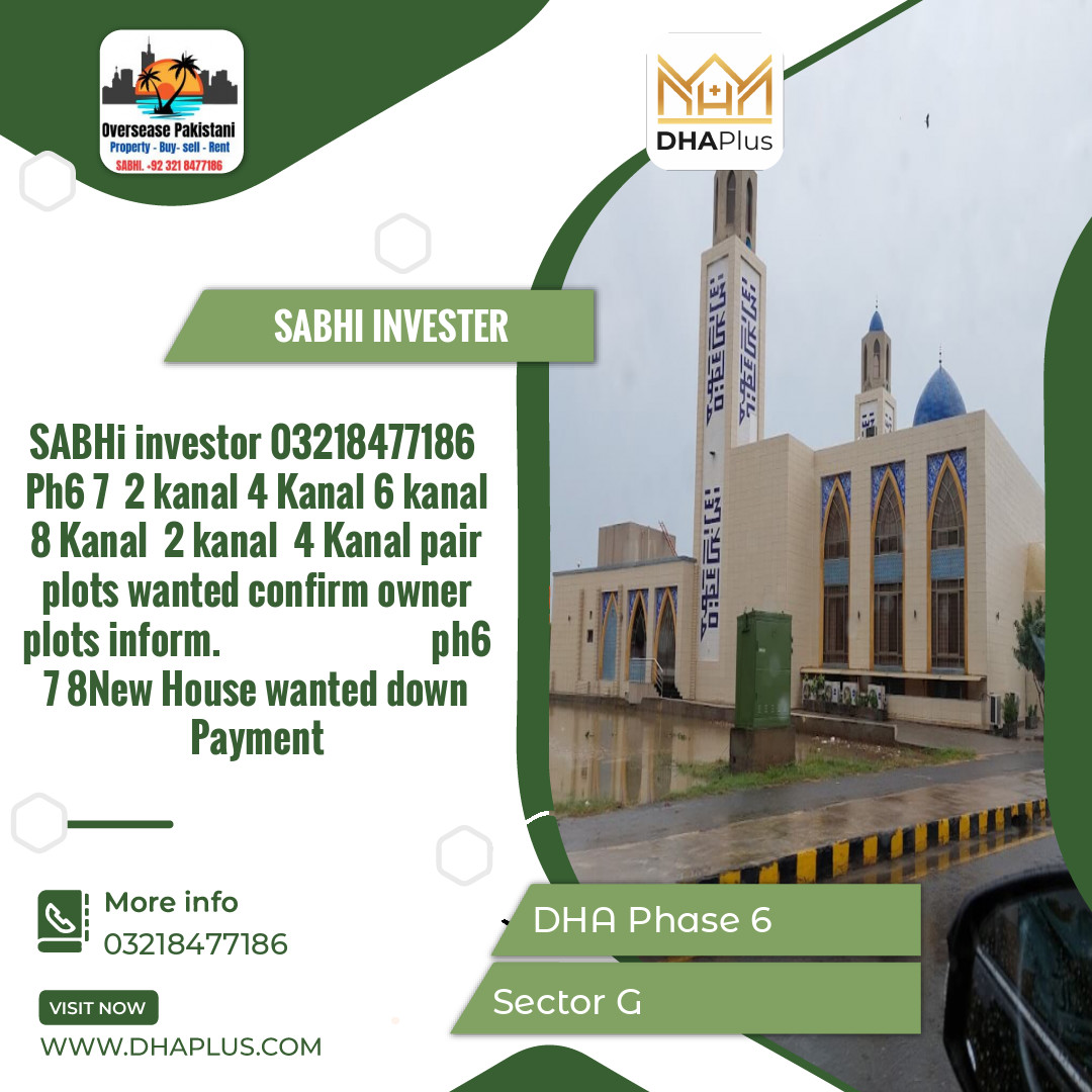 1 Kanal Required Residential Plot in Sector G, DHA Phase 6, Lahore - (BP-44351)