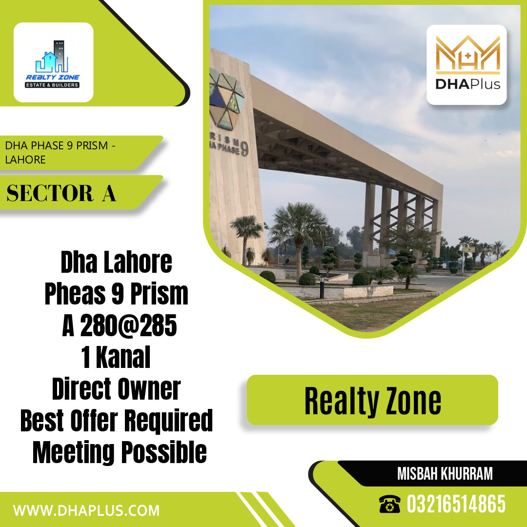 1 Kanal Residential Plot for Sale in Sector A, DHA Phase 9 Prism, Lahore - (BP-44462)
