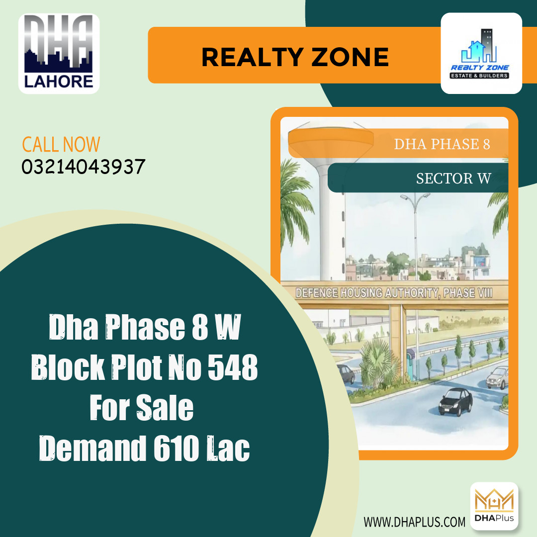 1 Kanal Residential Plot for Sale in Sector W, DHA Phase 8, Lahore - (BP-44489)