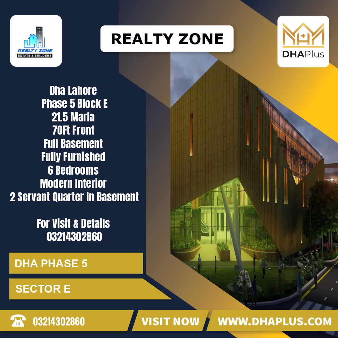 21.5 Marla Residential House for Sale in Sector E, DHA Phase 5, Lahore - (BP-44494)