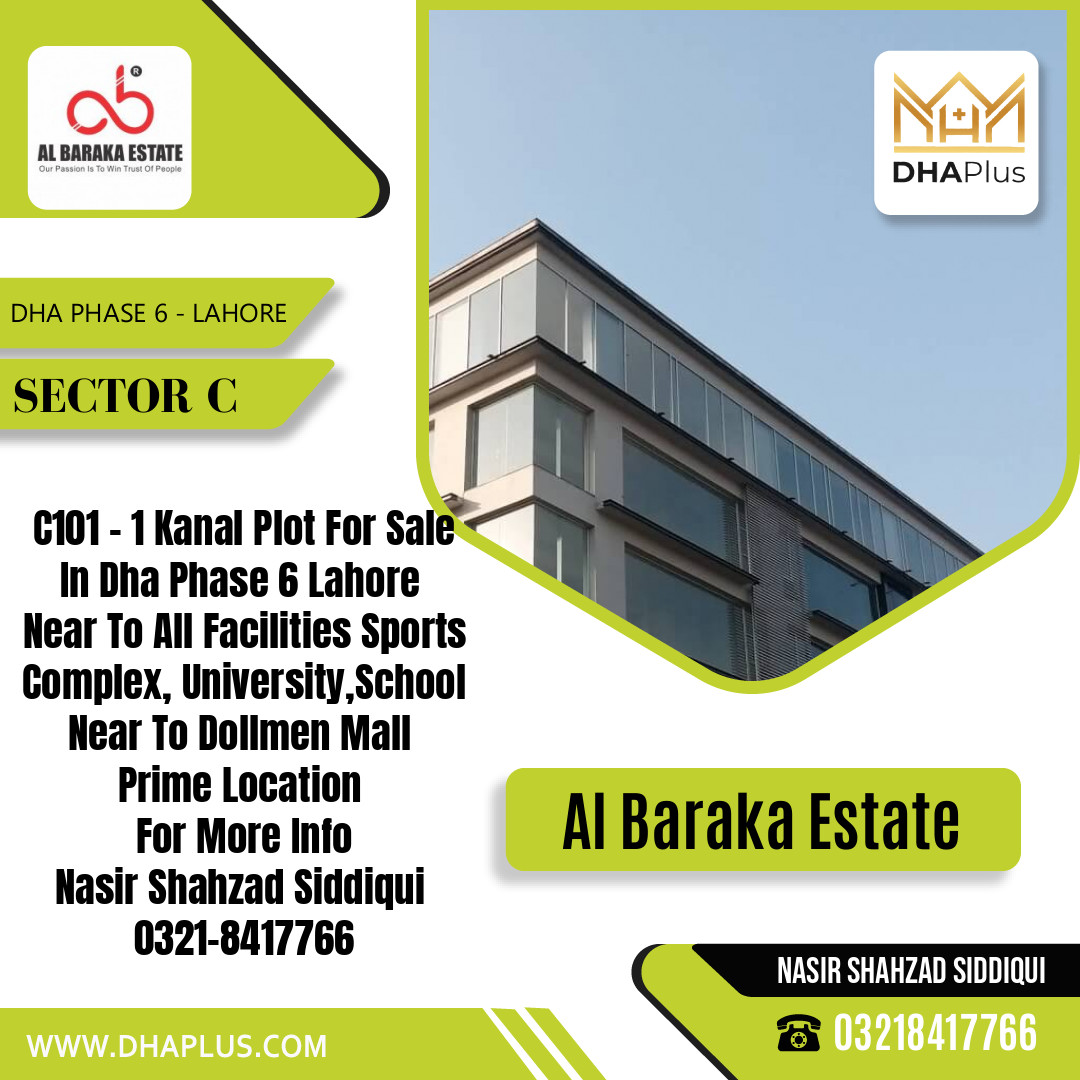 1 Kanal Residential Plot for Sale in Sector C, DHA Phase 6, Lahore - (BP-44500)