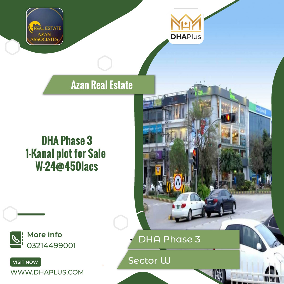1 Kanal Residential Plot for Sale in Sector W, DHA Phase 3, Lahore - (BP-44522)