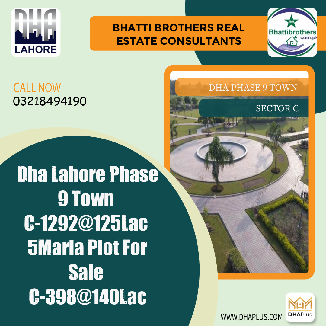 5 Marla Residential Plot for Sale in Sector C, DHA Phase 9 Town, Lahore - (BP-44662)