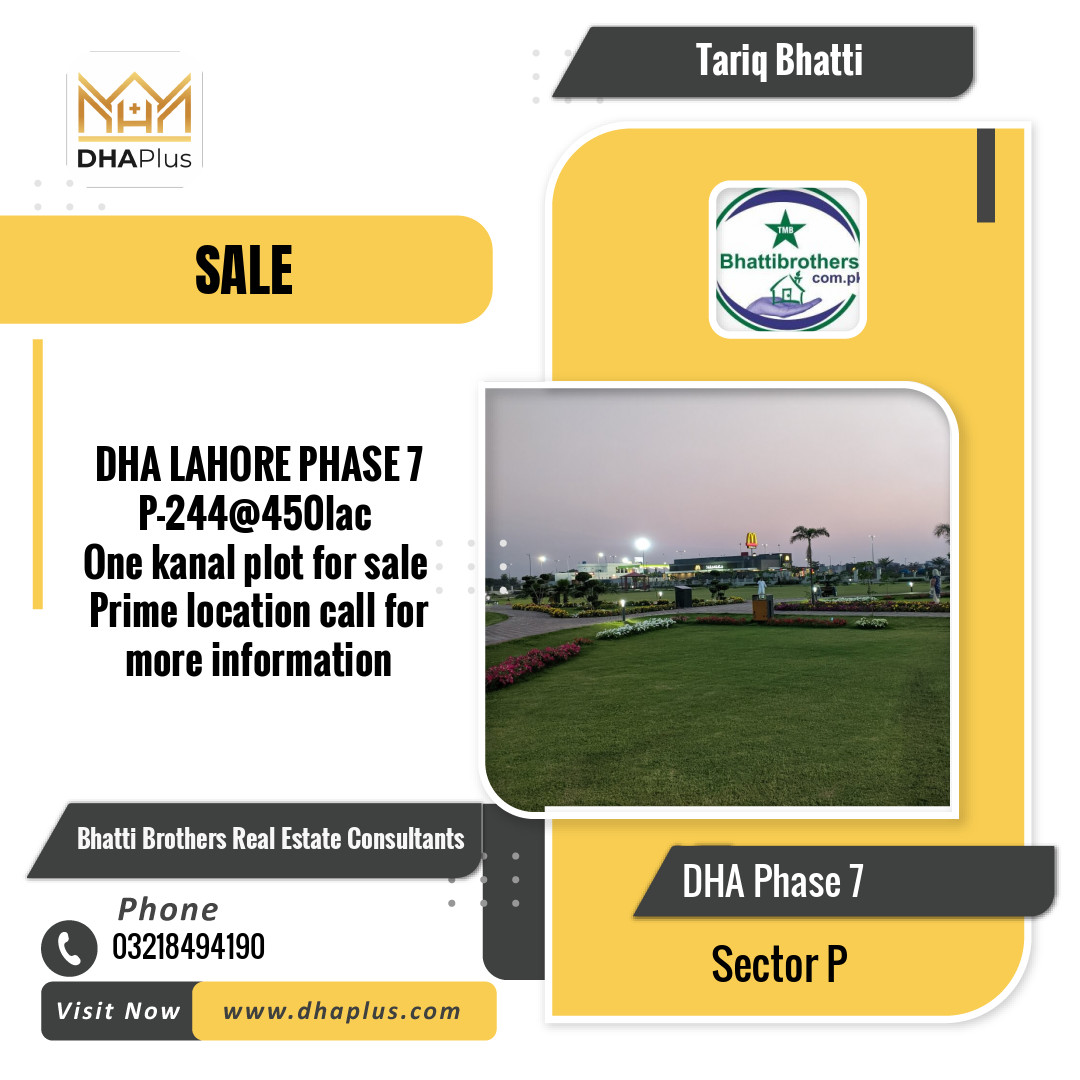 1 Kanal Residential Plot for Sale in Sector P, DHA Phase 7, Lahore - (BP-44732)